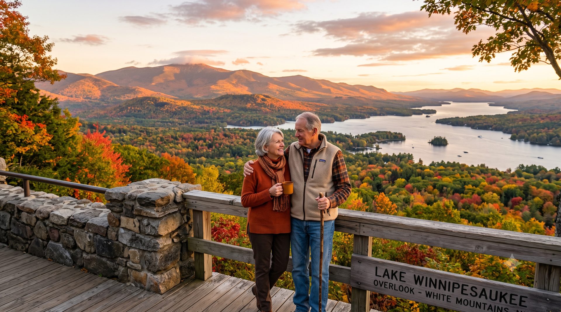 New Hampshire lake and mountains in autumn